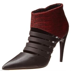 Rebecca Minkoff Caesar Brown Burgundy Strappy Heels Booties Ankle Boots 7